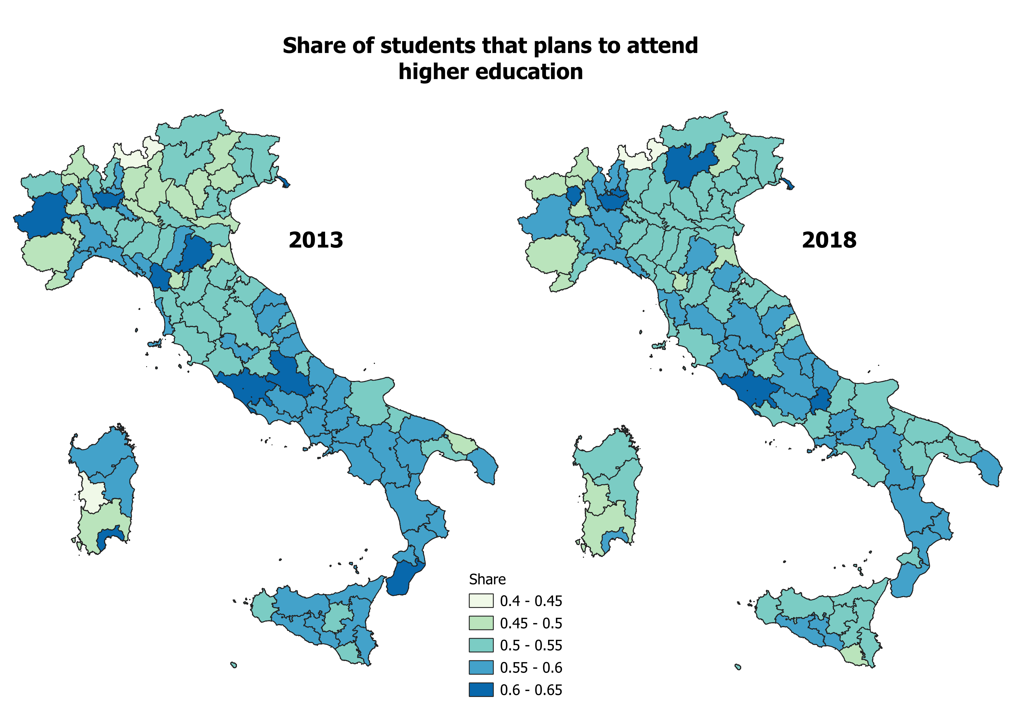 Two maps of Italy.