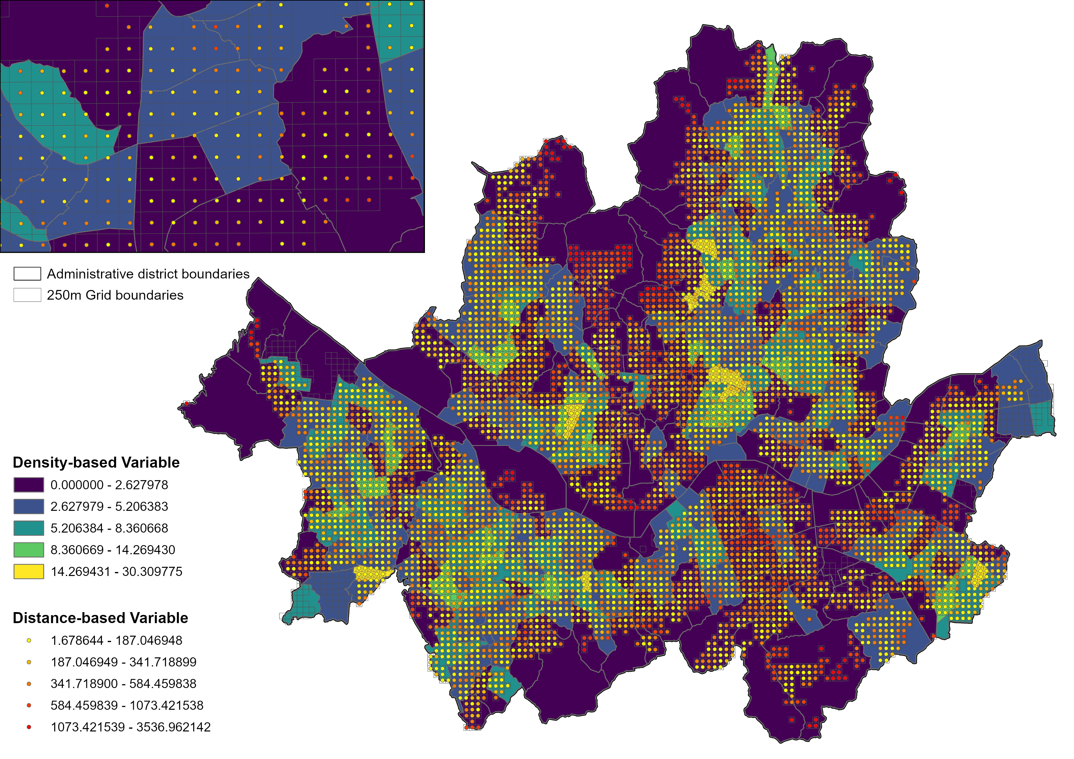 a map of dots and colors