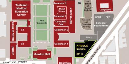 map with Kresge Building